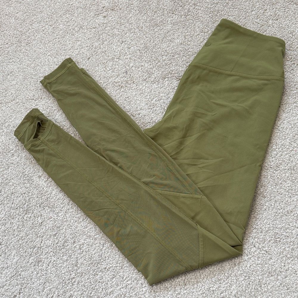 lululemon Nulu Crisscross Mesh Stirrup Tights Green Sz6